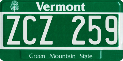 VT license plate ZCZ259