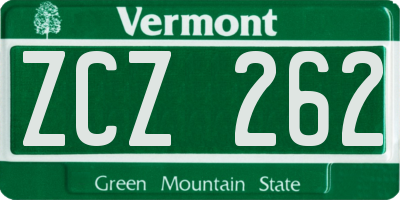 VT license plate ZCZ262