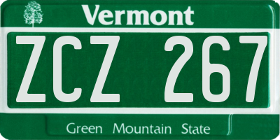 VT license plate ZCZ267