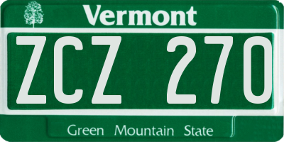 VT license plate ZCZ270