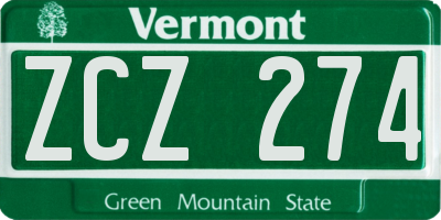 VT license plate ZCZ274
