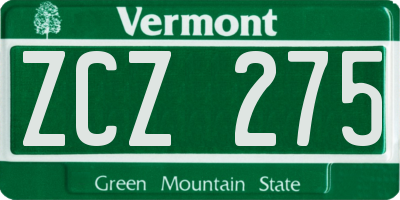 VT license plate ZCZ275
