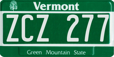 VT license plate ZCZ277