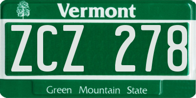 VT license plate ZCZ278