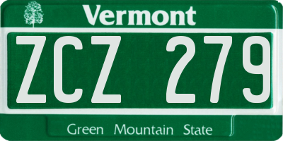 VT license plate ZCZ279