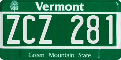 VT license plate ZCZ281