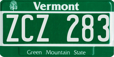 VT license plate ZCZ283