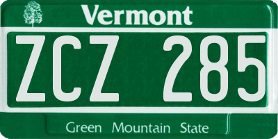 VT license plate ZCZ285