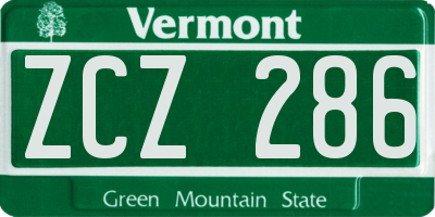 VT license plate ZCZ286