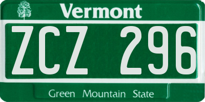 VT license plate ZCZ296