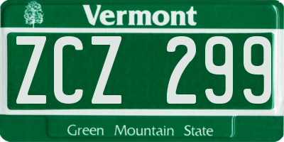 VT license plate ZCZ299