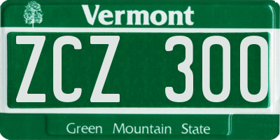 VT license plate ZCZ300