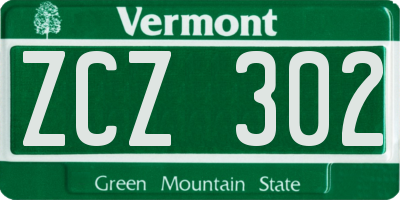 VT license plate ZCZ302