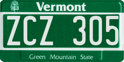 VT license plate ZCZ305