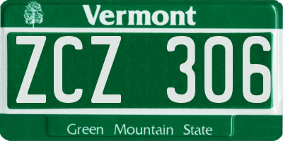 VT license plate ZCZ306
