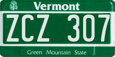 VT license plate ZCZ307