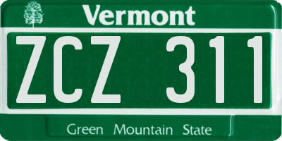 VT license plate ZCZ311