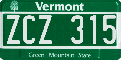 VT license plate ZCZ315