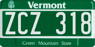 VT license plate ZCZ318