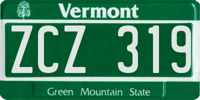 VT license plate ZCZ319