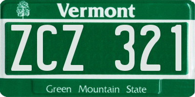 VT license plate ZCZ321