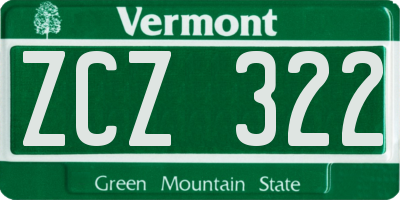 VT license plate ZCZ322