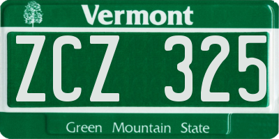 VT license plate ZCZ325