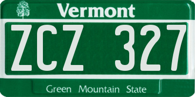 VT license plate ZCZ327