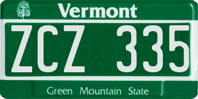VT license plate ZCZ335