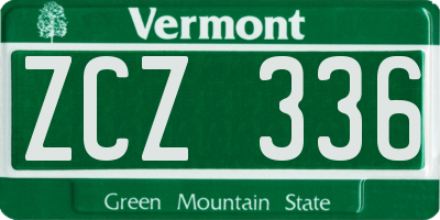 VT license plate ZCZ336