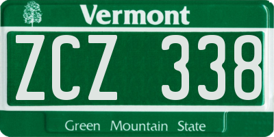VT license plate ZCZ338