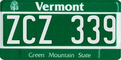 VT license plate ZCZ339