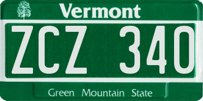 VT license plate ZCZ340
