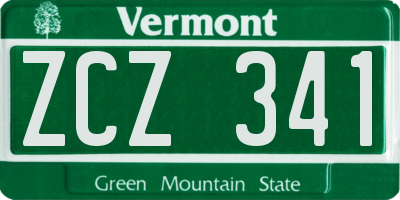 VT license plate ZCZ341