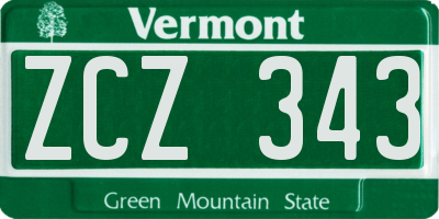 VT license plate ZCZ343