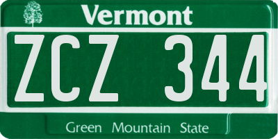 VT license plate ZCZ344