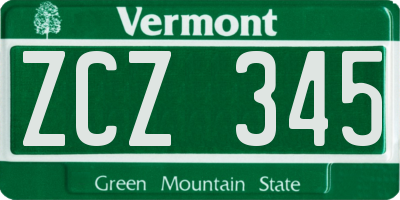 VT license plate ZCZ345