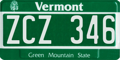 VT license plate ZCZ346