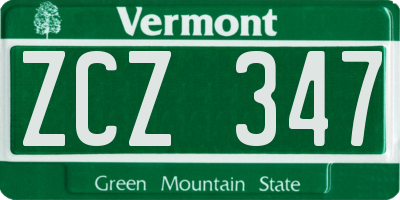 VT license plate ZCZ347