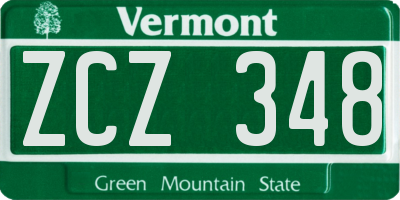VT license plate ZCZ348