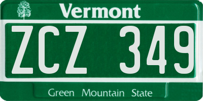 VT license plate ZCZ349