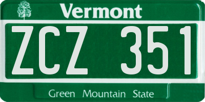 VT license plate ZCZ351