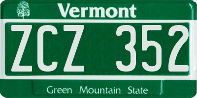 VT license plate ZCZ352