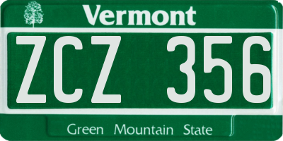 VT license plate ZCZ356