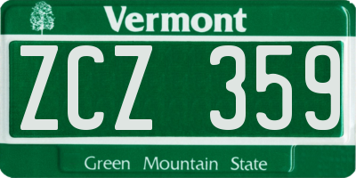 VT license plate ZCZ359