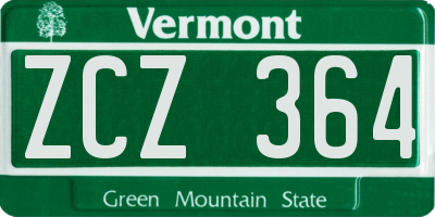 VT license plate ZCZ364