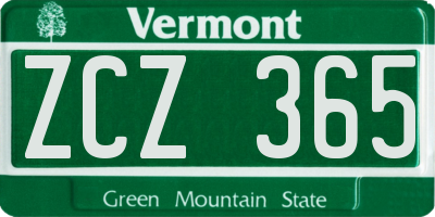 VT license plate ZCZ365