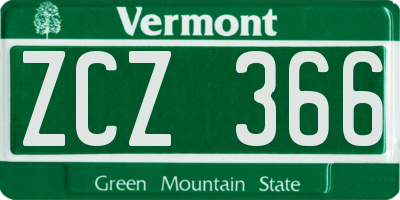 VT license plate ZCZ366