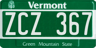 VT license plate ZCZ367