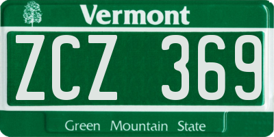 VT license plate ZCZ369
